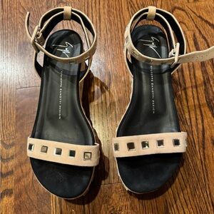 Giuseppe Zanotti Nude Sandals with Silver Accents